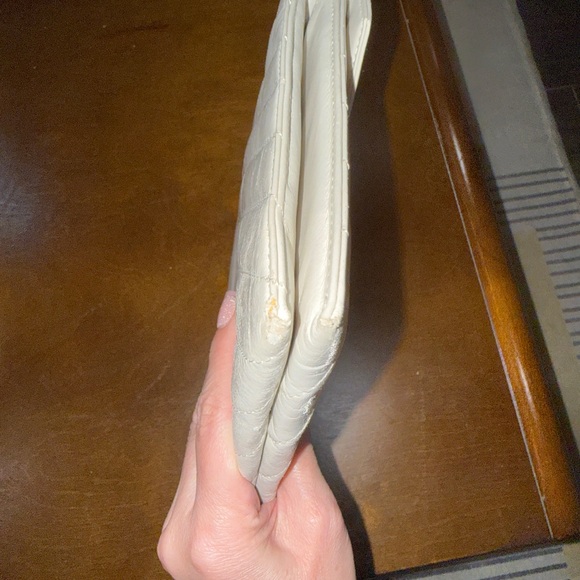 Vintage Yves Saint Laurent Off White Leather Clutch, Second Bag - Picture 9 of 10